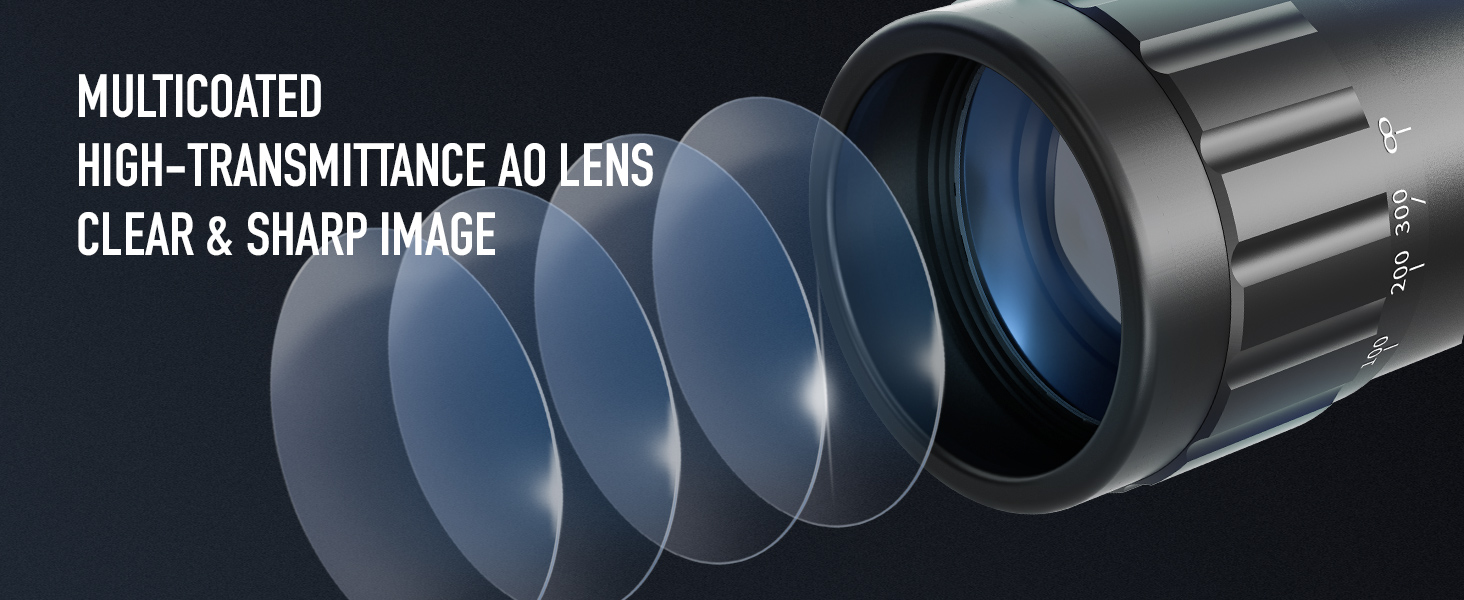 HIRAM 416x50 AO Rifle Scope Combo with Green Laser