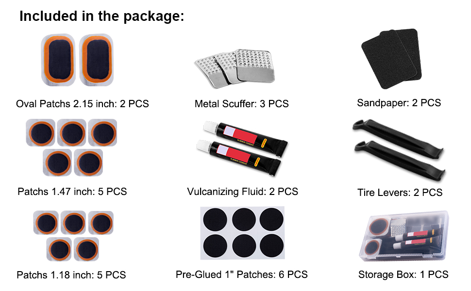 Bike Tire Repair Kit Bycicle Inner Tube Puncture Patch Kits, with