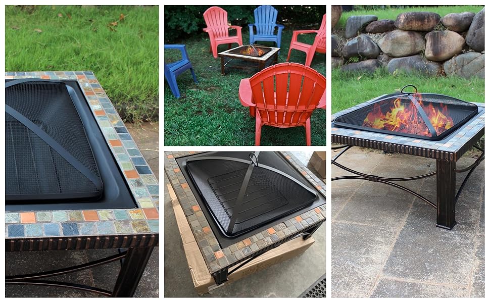 OutVue 30 inch Fire Pits Table for Outside with Real Slate