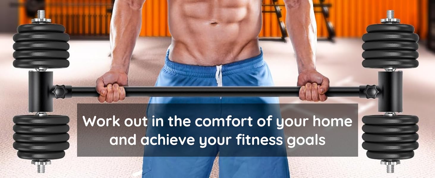 Dumbbell to Barbell Converter - Adjustable Weight Lifting Bar for Home Gym