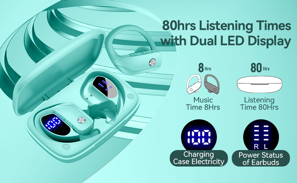 80hrs Listening Times with Dual LED Display