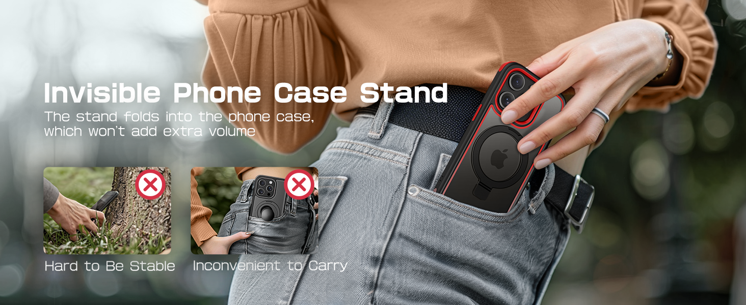 Mobnano for iPhone 15 Pro Max Case with Stand, Compatible