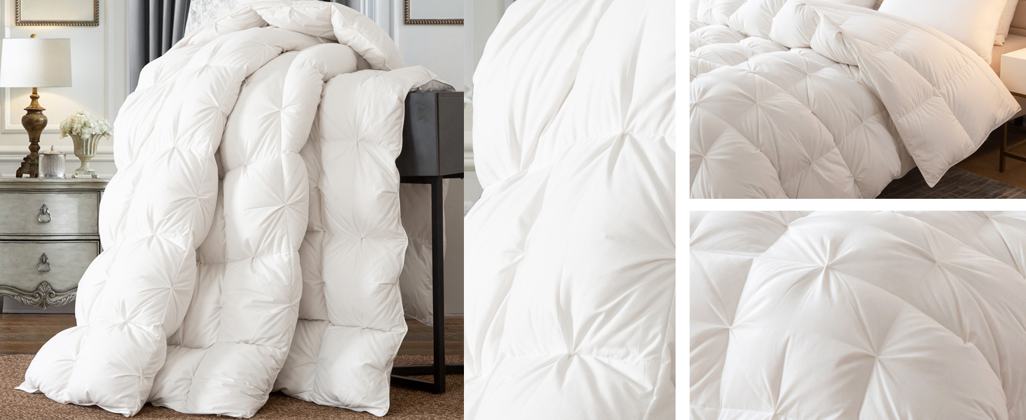 KAKABELL Pinch Pleat Goose Down Feathers Comforter King