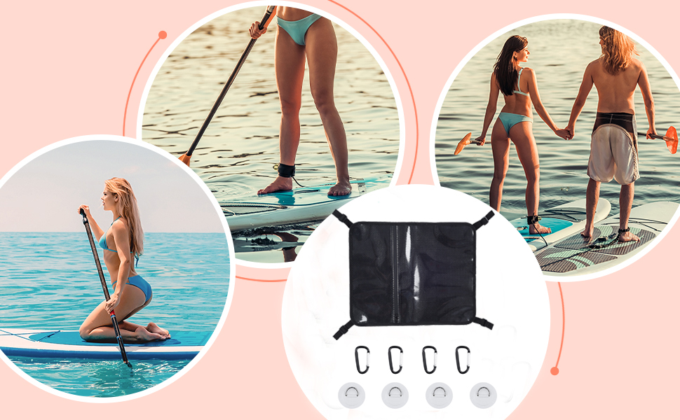 Waterproof Paddleboard Deck Bag, Mesh SUP Deck Dry Bag Storage with 4pcs DRing Patches and 4PCS