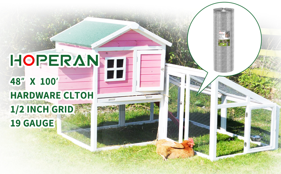 HOPERAN Hardware Cloth 1/2 inch 48 x 100 Ft Mesh 19 Gauge Chicken Wire