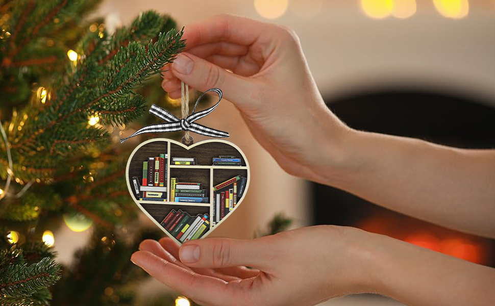 MUOYID Flat 2D Christmas Book Tree Ornament, DoubleSided