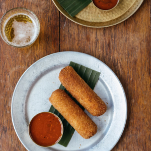 MUTTON ROLLS with a side of marinara sauce