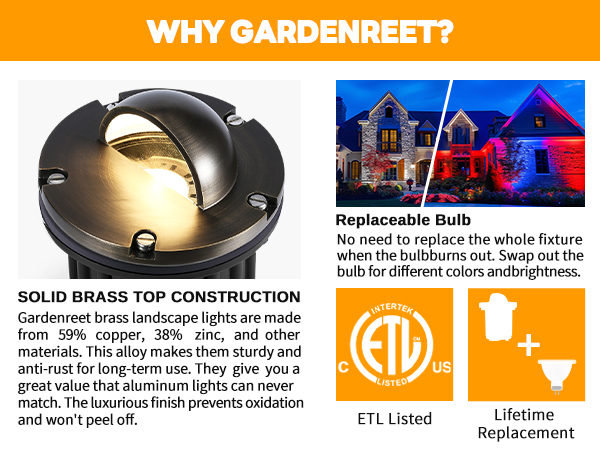 Gardenreet Outdoor Low Voltage Well Lights - Brass Low