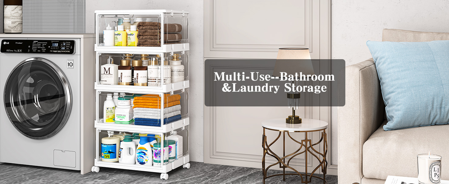 SNSLXH Clear Storage Bins with Lids & Wheels, Stackable