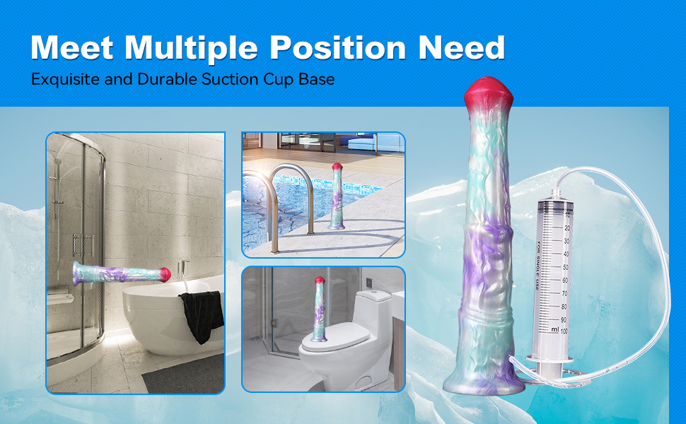 Realistic Horse Dildo, 12inch Long Squirting Dildo with Suction Cup Blue Silicone