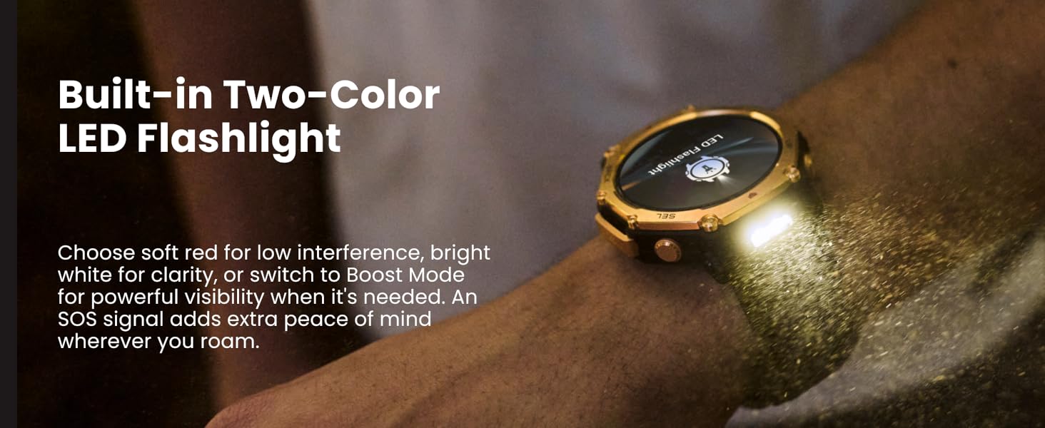 Built-in Two-Color LED Flashlight