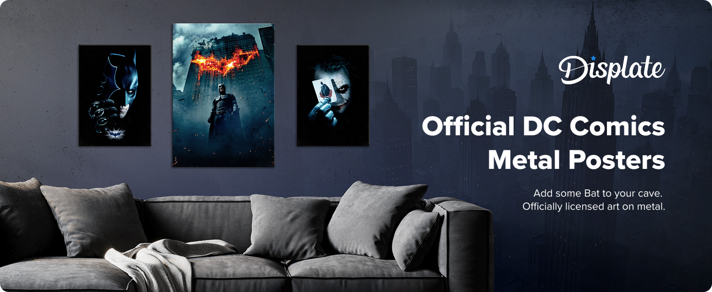 DC Comics superhero metal wall art Displate poster Batman poster Dark Knight Gotham City Superman