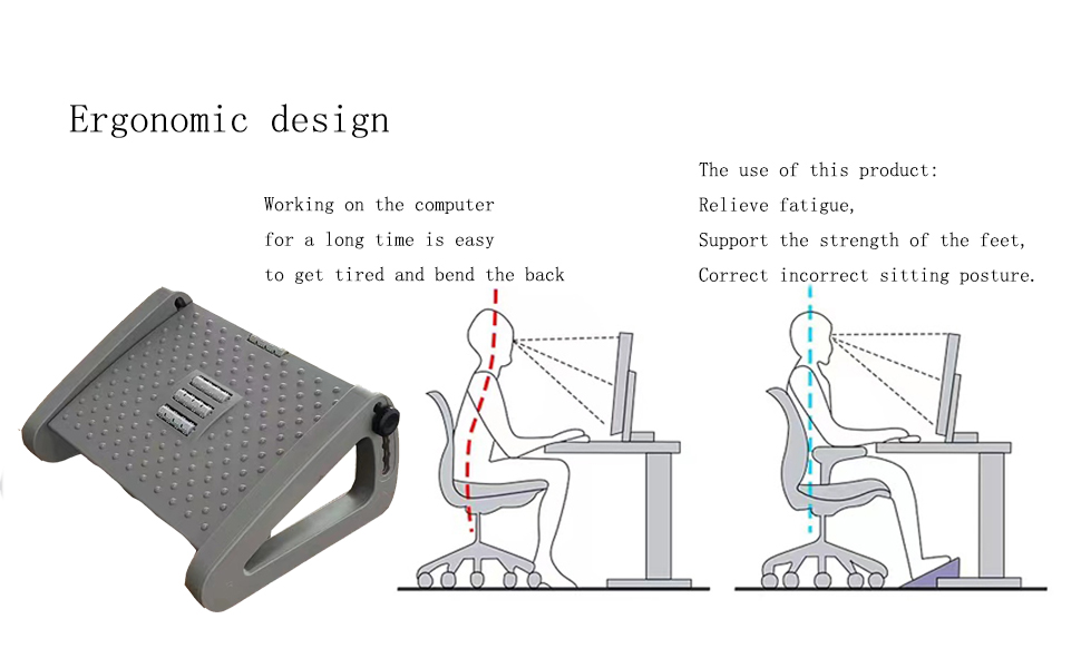 Ergonomic Foot Rest Under Desk with Massage Surface