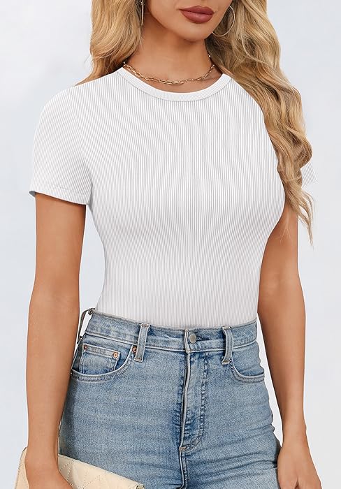 short sleeve crewneck tops