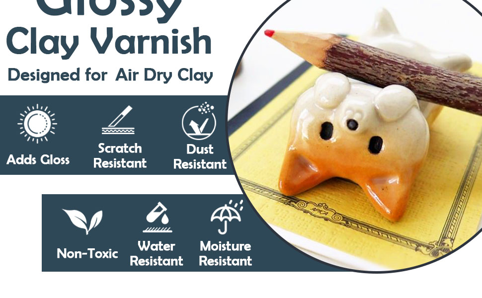 WAN2TLK 100ml Air Dry Clay Glaze, Clear Clay Varnish for