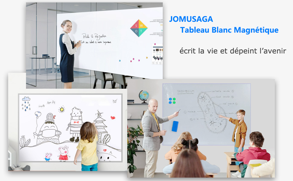 JOMUSAGA Papier Tableau Blanc Magnétique, 60 * 40cm Adhesif Tableau Blanc  Effacable Autocollant, Tableau Blanc Magnetique Mural Film, Avec 3  Marqueurs, 6 Aimants adhésifs, pour l'école/le bureau : :  Fournitures de bureau