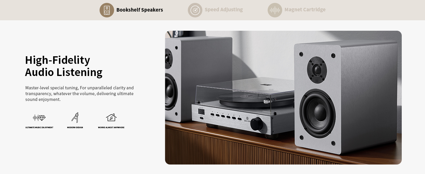 ANGELS HORN High Fidelity Bluetooth Vinyl Turntable Record