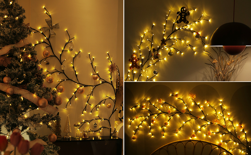 Twig String Lights for Bedroom, Lighted Willow Tree Vine Fairy Lights