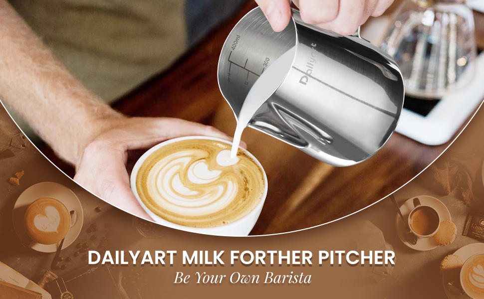 Dailyart Milk Frothing Pitcher 13.5oz/400ml 304 Stainless