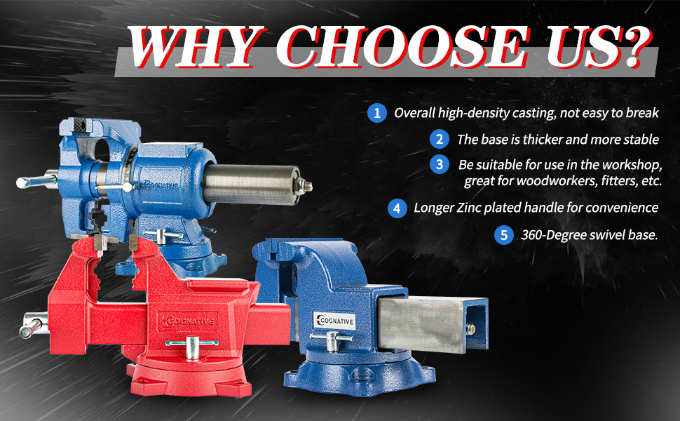 COGNATIVE 5Inch Heavy Duty Bench Vise Ductile Iron Bench