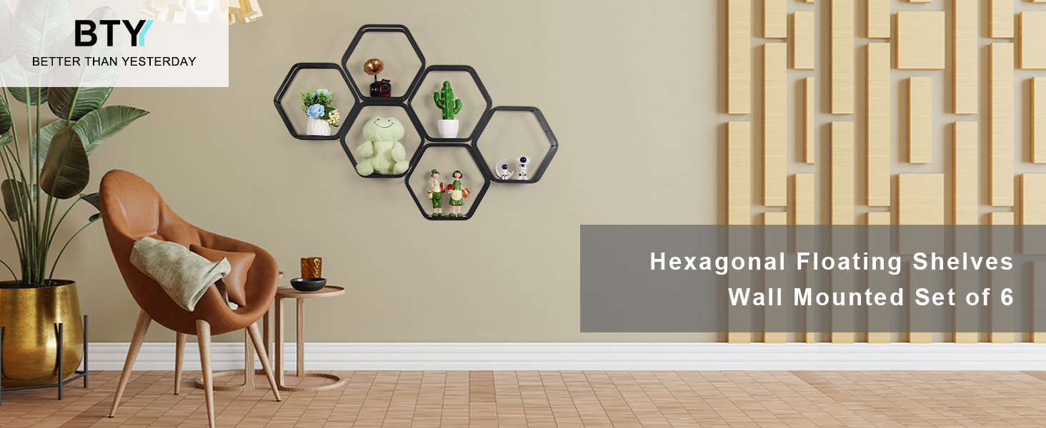 Hexagon Floating Shelves Black Metal Hexagon Shelves Modern Rustic
