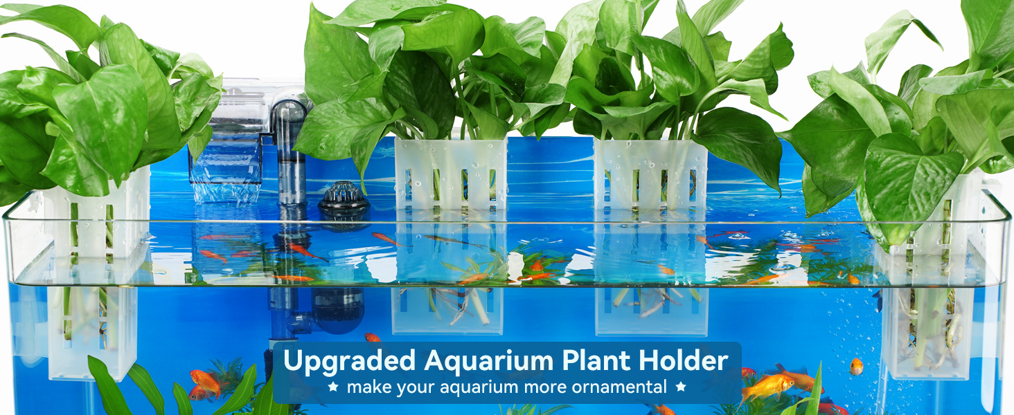 Upgraded Aquarium Plant Holder with Hooks and Suction Cups