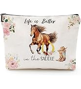 Sitsink Horse Stuff Gifts for Girls - Watercolor Floral Horse Makeup Bags Travel Accessories Smal...