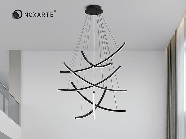 NOXARTE Modern LED Chandelier Dimmable High Ceiling