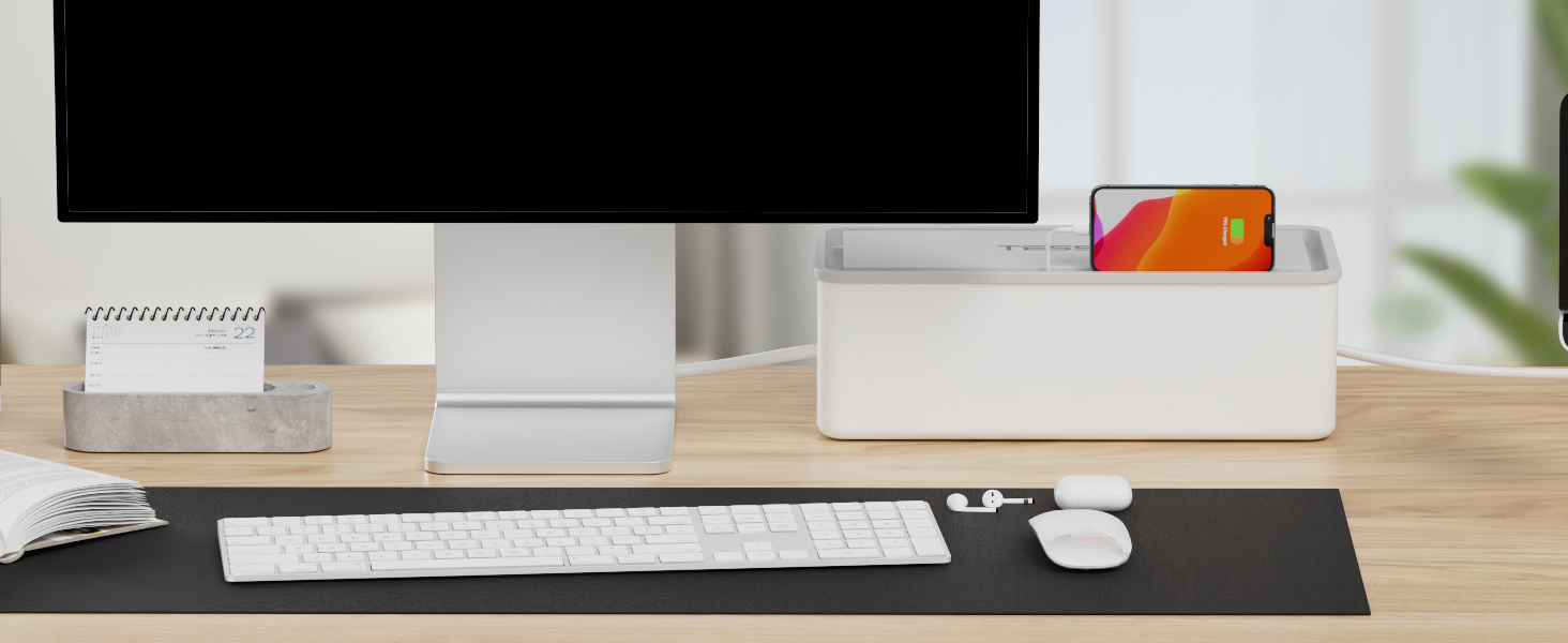 Cable Management Box, Cord Organizer for Desk TV Computer