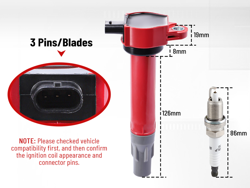 CarBole UF502 Ignition Coils and Spark Plugs Set Compatible