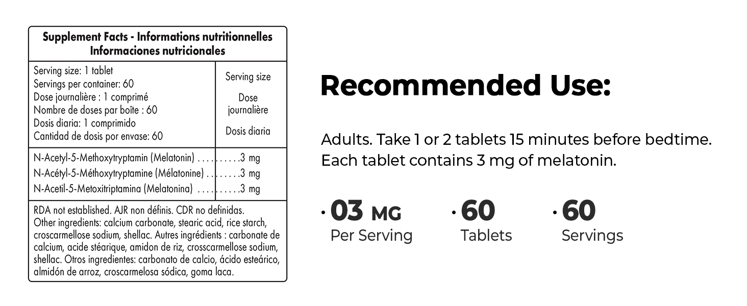 Supplement Facts - Melatonin 3-60
