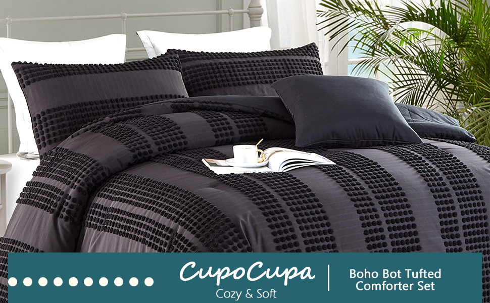 Queen Comforter Set Black Tufted Comforter Sets Bedding for