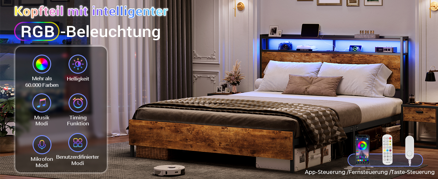 Bett mit Ladefunktion