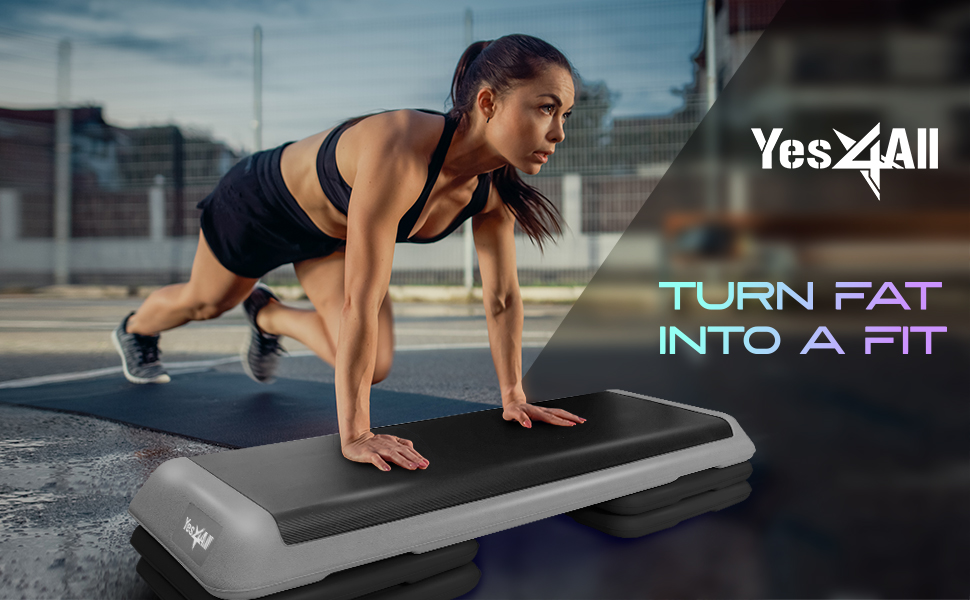 Yes4All Adjustable Aerobic Step Platform with 4 Risers, Exercise Step