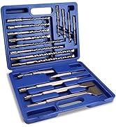 WORKPRO 17-Piece SDS-Plus Rotary Hammer Drill Bits and Chisel Set, Carbide-Tipped Masonry Drill B...