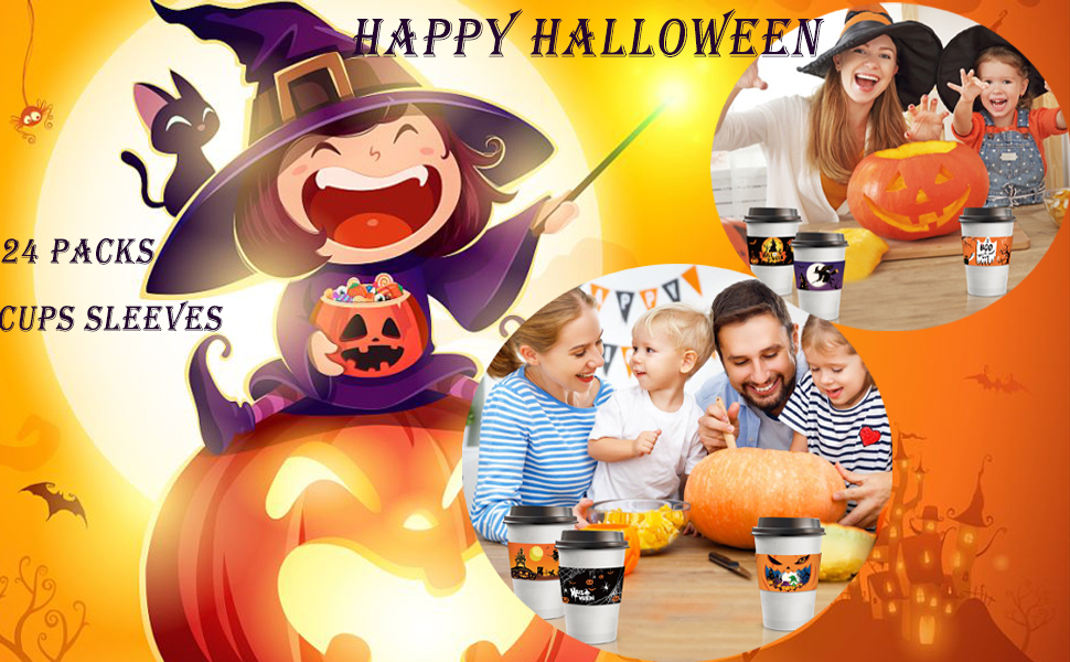 24 Packs Halloween Coffee Cups Sleeves