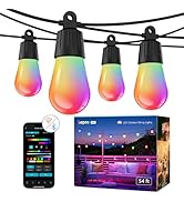 Lepro ZB1 AI Smart Outdoor String Lights APP Control, 54(42+12) ft RGB+IC+Warm White Outdoor Ligh...