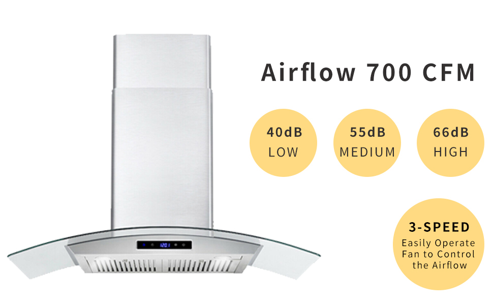 Range Hood 30 Inch, Tieasy Wall Mount Kitchen Hood with