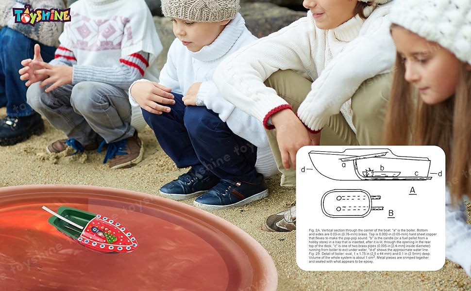 oyshine Classic Steam Powered Tin Metal Boat, Pop Pop Putt Putt Nav