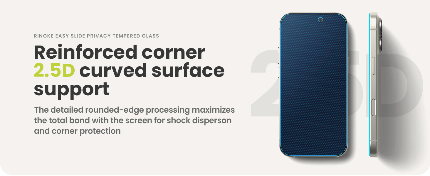 Ringke Easy Slide Privacy Tempered Glass [Anti Spy] Compatible with iPhone 16 Pro