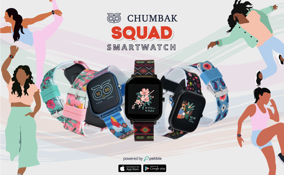Pebble Chumbak Squad Smartwatch, Powered 1.4 inch SpO2, with 24 * 7
