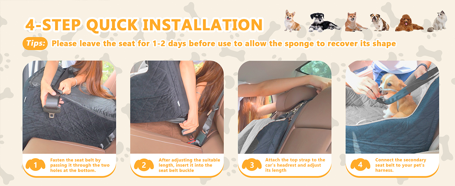 Dog Car Seat for Small &amp; Medium Dogs Under 35lbs, Detachable &amp; Washable Pet Car Seat