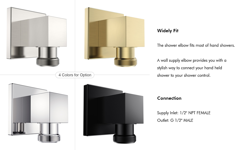 Lavatrum Wall Mounted Supply Elbow, Wall Elbow for Hand Shower, Solid