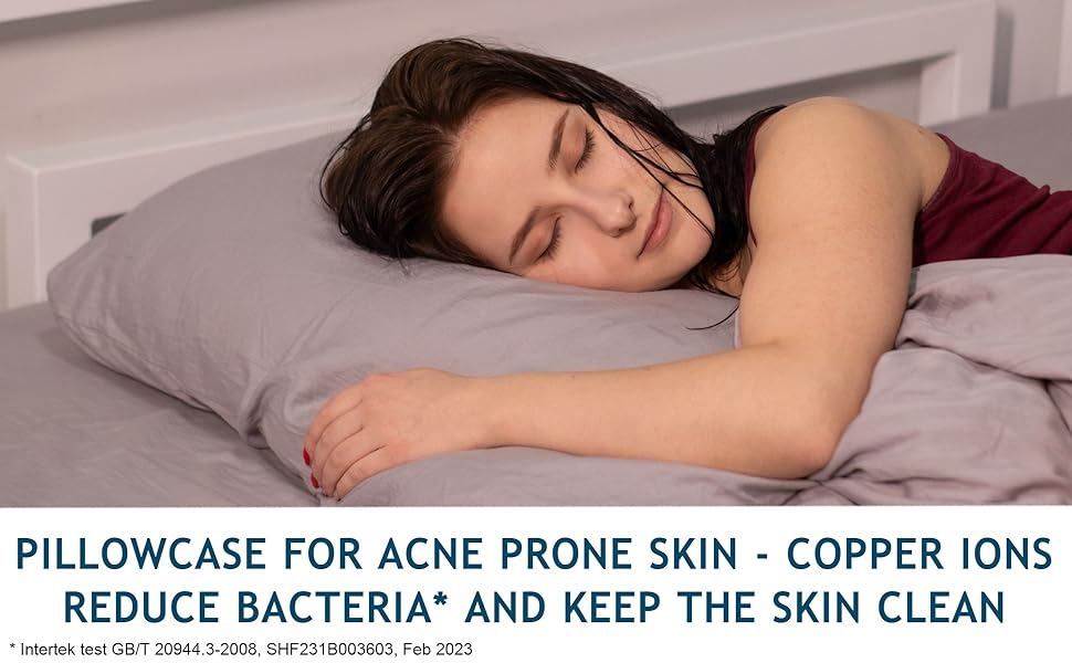 Pillowcase for Acne Prone Skin AntiAcne Copper Infused