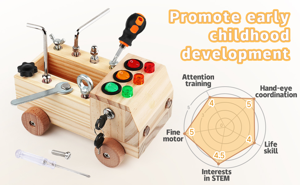 Joymo Busy Board Kids Tool Set, Preschool Toddler Tool Kit