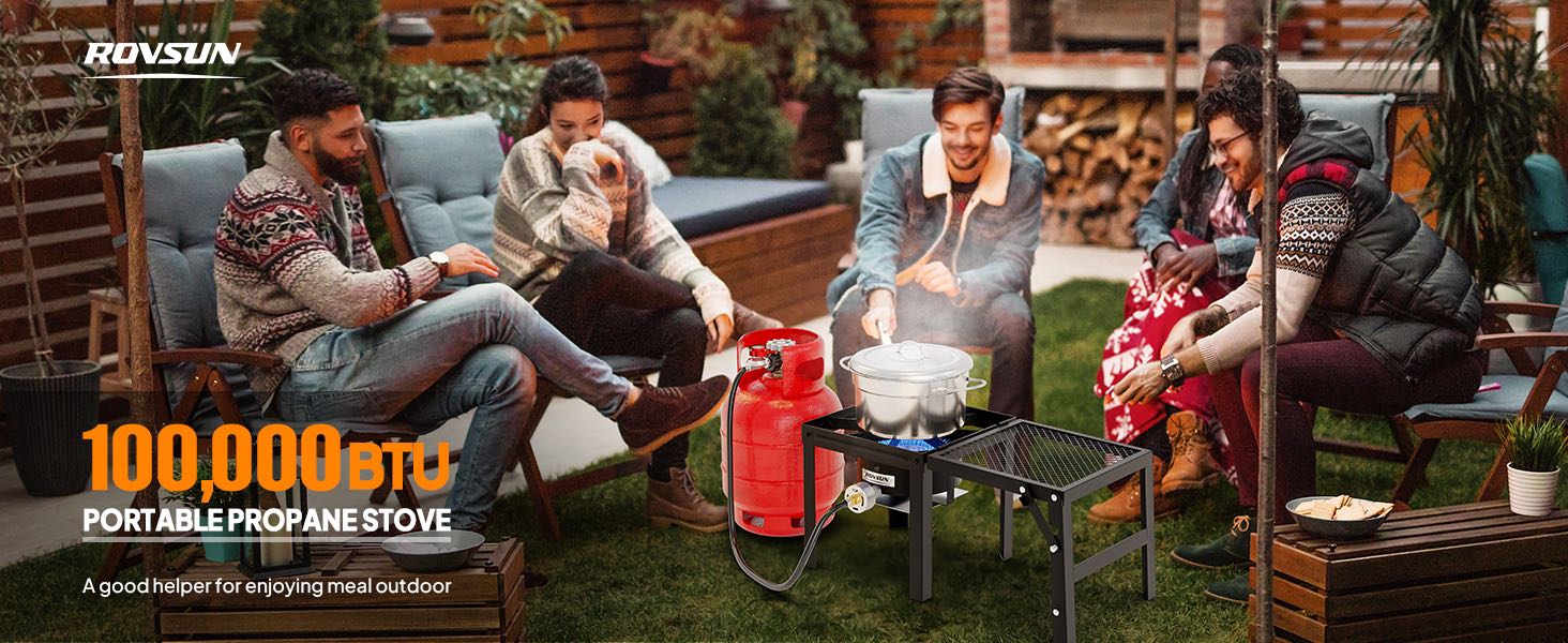 Portable Gas Camping Stove, Outdoor Propane Burner High Pressure Single Camp Cooking Home Brewing