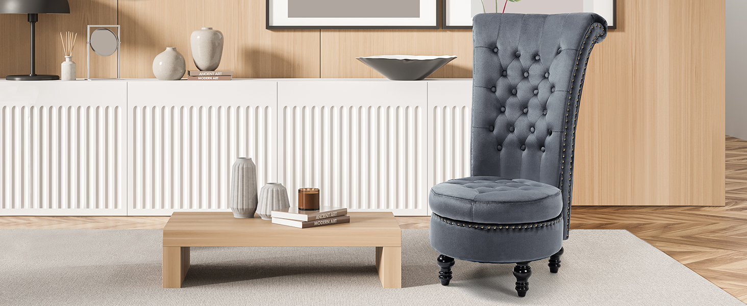 Velvet Armless Accent Chair