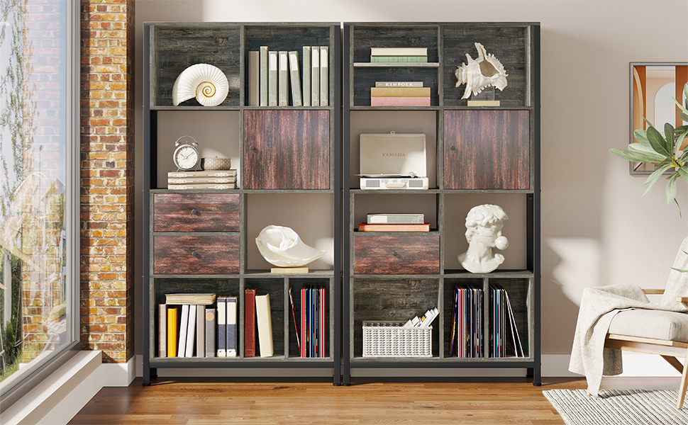 AOGLLATI 6Tier Industrial Bookshelf, Bookcase with