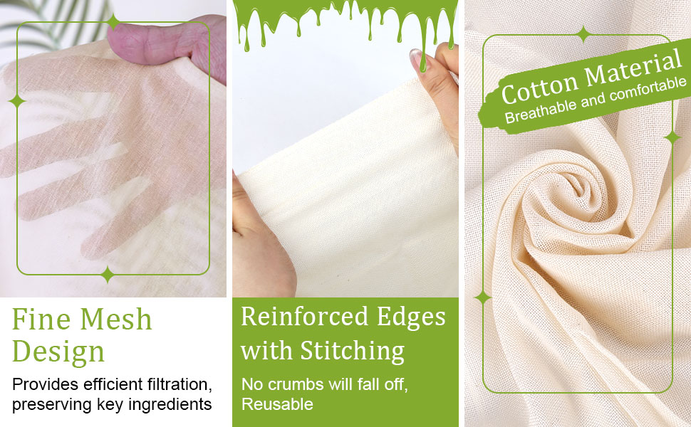 Felihome pack of 3 muslin cloth for cooking 50x50 cm cheese cloths