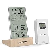 Raddy V5 Indoor Outdoor Thermometer Hygrometer Wireless Weather Station, Battery Powered Temperat...